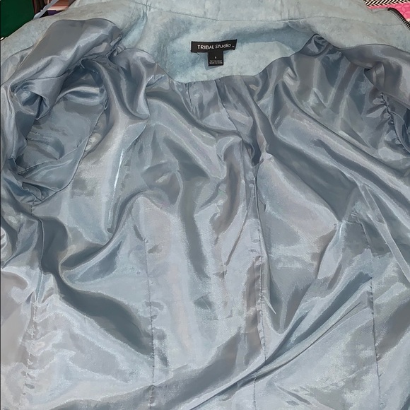 Tribal Studio Blue Microsuede Jacket Size 8 - Picture 5 of 8